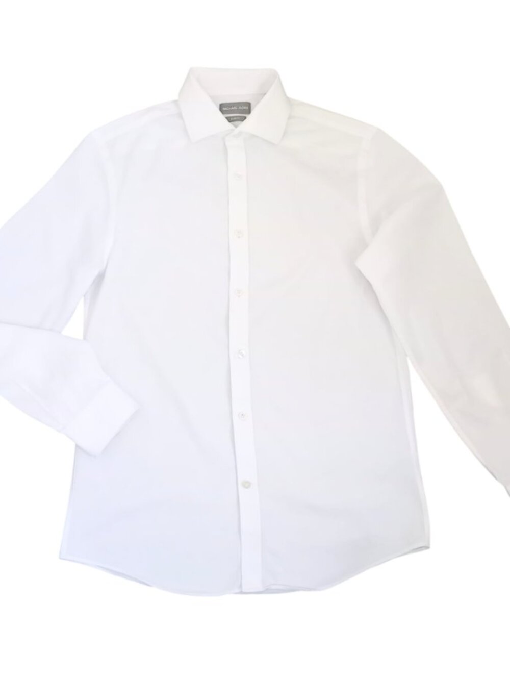 Michael Kors Mens White Slim Fit Dress Shirt Long Sleeve Button Up Size M